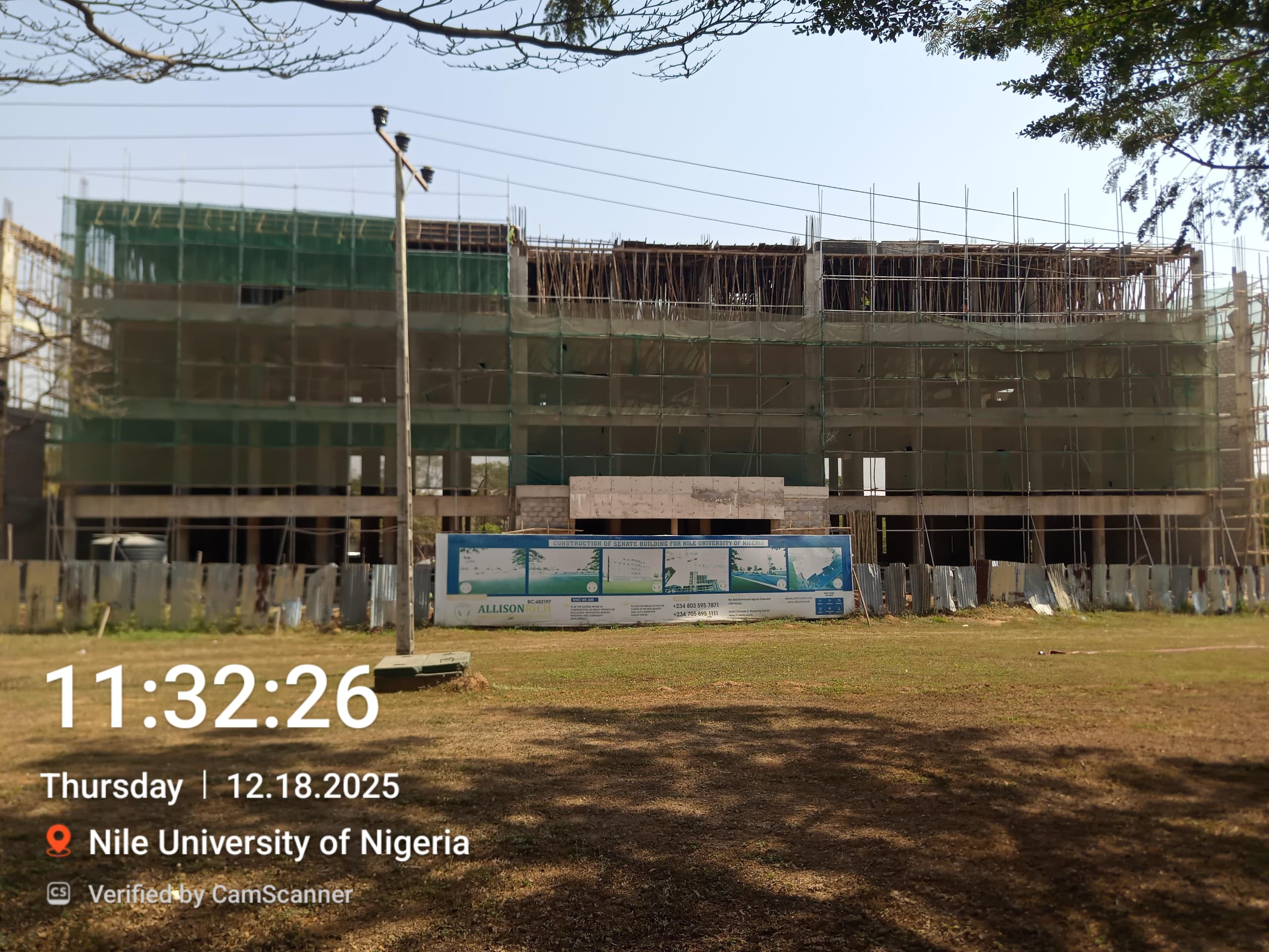 Building envelope with safety netting up